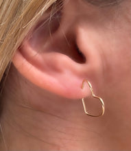 Load image into Gallery viewer, HEY GIRL HEART HOOPS - 14KSM