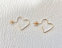 Load image into Gallery viewer, HEY GIRL HEART HOOPS - 14KSM